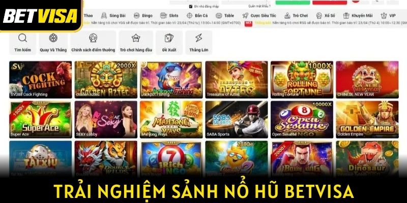 Trải nghiệm sảnh nổ hũ Betvisa với nhiều tựa game đình đám